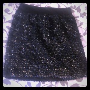 Black sequin stretch mini skirt